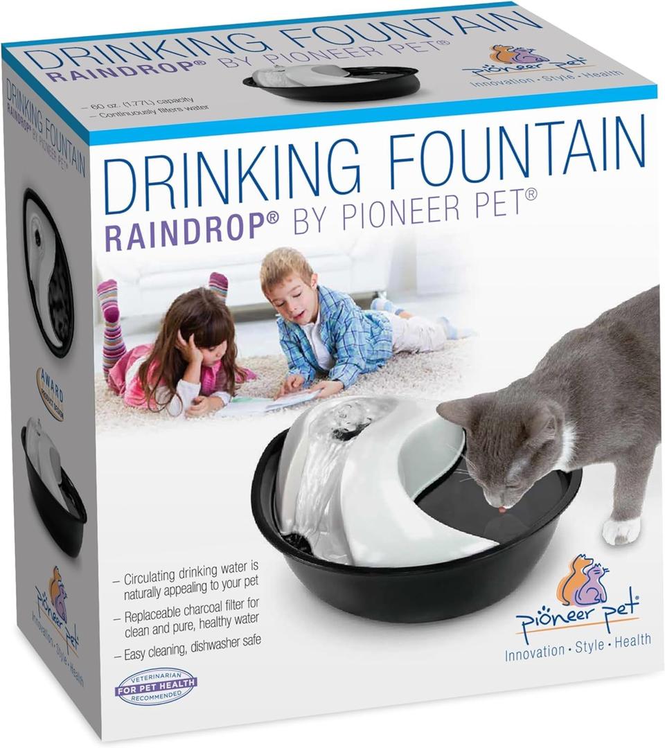 Pioneer Pet 6024 Plastic Fountain- Raindrop Style, Black, 60 Ounces