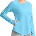 Women's UPF50+ Sun Protection Shirts with Zip Pocket Long Sleeve Workout Tops for Swimming Hiking Quick Dry Rash Guard (Medium, Blue)