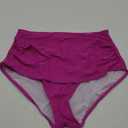 GRAPENT Women's High Waisted Swim Bottom Ruched Bikini Tankini Bottoms Tummy Control Swimsuit Briefs (X-Large, Deep Magenta)