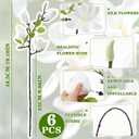 6 PCS Artificial Magnolia Flowers Stems 19.1 Inch Fake White Flora Branches Realistic Home Decor Tall Vase Centerpiece Indoor Wedding Bouquet Filler