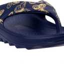 Spenco Women's Comfort Slide Sandal (8 Wide, Navy/Yellow)