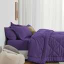 Love's cabin King Size Comforter Set Purple, 7 Pieces King Bed in a Bag, All Season Bedding Sets with 1 Comforter, 1 Flat Sheet, 1 Fitted Sheet, 2 Pillowcase and 2 Pillow Sham | Soft, Breathable, Lightweight, Comfortable