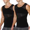 Arjen Kroos Men's Slimming Shirt Mesh Compression Shirt 4-Way Stretch Body Shaper for Chest,Abdomen & Posture Support (Black, S)