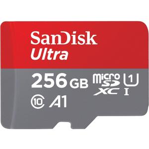 SanDisk 256GB Ultra microSDXC UHS-I Memory Card with Adapter - Up to 150MB/s, C10, U1, Full HD, A1, MicroSD Card - SDSQUAC-256G-GN6MA [New Version]