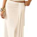 OYOANGLE Women's Going Out Outfits Skirt Set 2 Piece Halter Bandeau Top and Maxi Skirts with Scarf Party Clubwear (Apricot) S