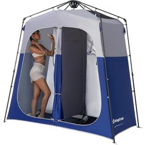 KingCamp Instant Shower Tent, Portable Superior Stable Privacy Shelter, 2 Large Rooms Outdoor Toilet Tent with Floor for Beach, Camping & Hiking, Setup in Under 60s