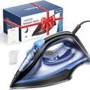 1500-Watt Steam Iron with Ceramic-Coated Soleplate and Burst Steam, 3-Way Auto-Off, Temperature Settings for Variable Fabric (Dark Blue)
