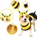 Spooktacular Creations Pet Dog Bee Costume with 3D Bee Hat, Silver Wings for Halloween Dress-up Party, Role Play, Carnival Cosplay, Holiday Decorations Clothes (Large)