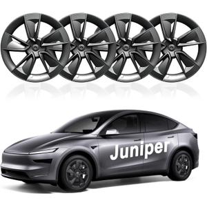 Upgraded 2025 Model Y Juniper Wheel Covers for Tesla Accessories 2025 19 Inch Rim Protectors (Set of 3) with Enhanced Elasticity Wheel Cover Replacement (Black)