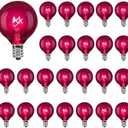 Abeja 25 Pack G40 Replacement Light Bulbs, Black Halloween Bulbs, G40 String Light Replacement Bulbs, 5W Dark Purple Bulb for Indoor Outdoor Patio String Lights, E12/C7 Base