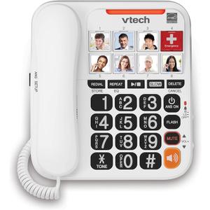VTECH SN1127 Amplified Corded Answering System. 8 Photo Speed Dial, 90dB Ringer Volume, Big High-Contrast buttons, Audio Booster(+40db), Visual Ringer. Perfect for Seniors, Visually & Hearing Impaired
