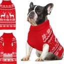 Rypet Dog Christmas Sweater for Large Dogs Warm Soft Christmas Dog Outfits Pet Holiday Sweater Firm Durable Pet Turtleneck Knitwear Dogs Sweaters Pets Winter Coat for Females and Males M