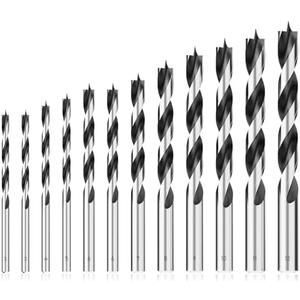Metric Brad Point Wood Drill Bit Set, 6Pcs Drill Bit Set with Double Flutes Design for Carpenter Woodworking and All Types of Wood (3mm - 12mm)