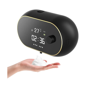 Automatic Soap Dispenser Foam Bathroom: Wall Mount Rechargeable Touchless Adjustable Auto Smart Electric Plastic Black Foaming Soap Dispenser with Clock - Kitchen - Hand Dish Lotion Couple Kids
