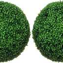 HOMCOM Artificial Boxwood Topiary Ball Set of 2 19.7 Inch Faux Plant, UV-Protected Anti-Fading Fake Plants for Home Indoor Outdoor Porch, Green