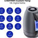 Chefman Electric Tea Kettle, 1.8 Liter Hot Water Electric Kettle Temperature Control Water Boiler with 5 Presets, Tri-Colored LED Lights, Keep Warm, Automatic Shutoff, Grey