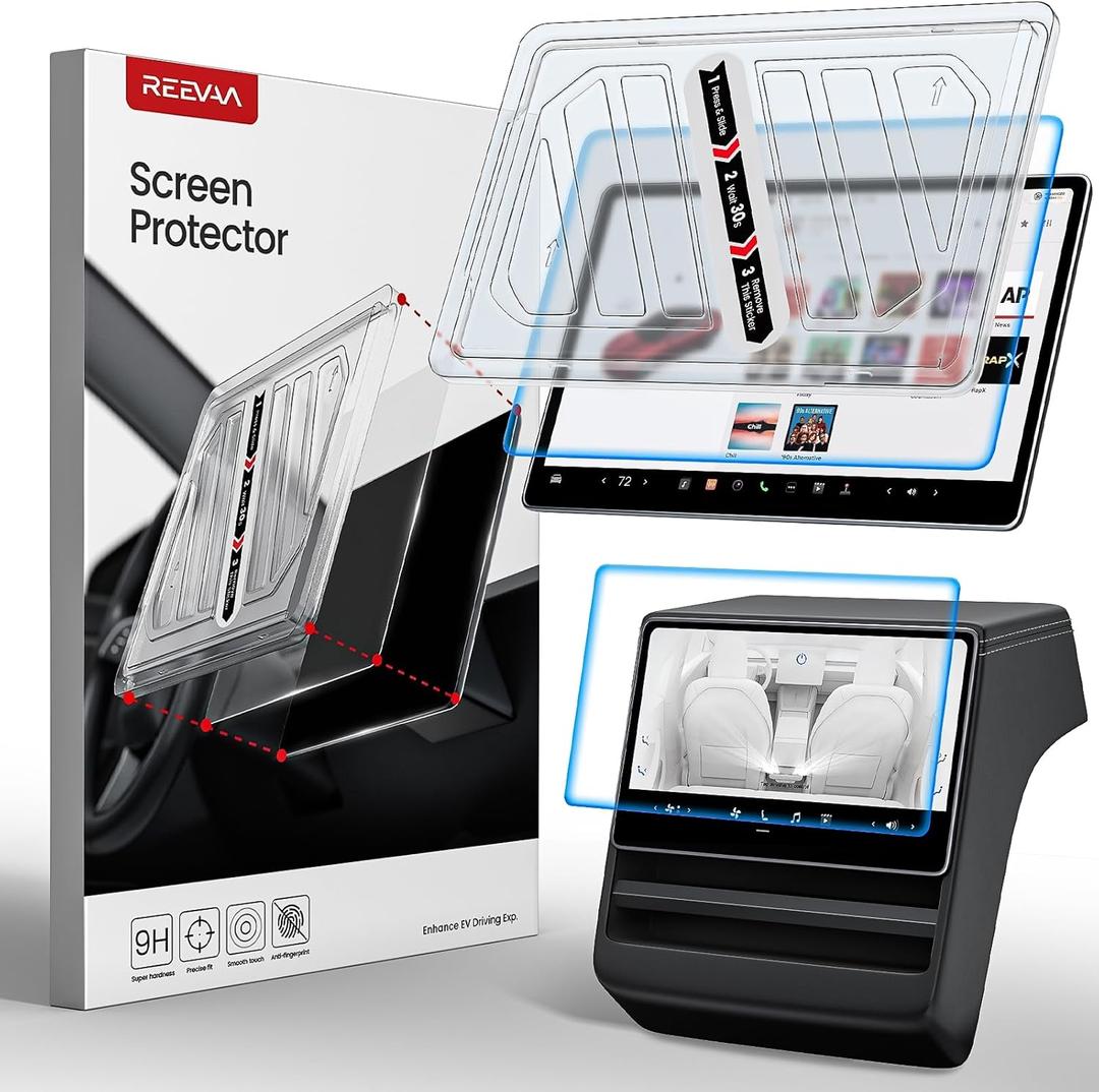 REEVAA 2025 Tesla Model X/S Screen Protector [No Glare & Fingerprint], 9H Tempered Glass Fit for Model X/S 2021-2025, Front/Rear Screen with Alignment Kit Accessories, Matte