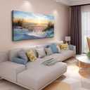 Wapluam Large Canvas Wall Art For Living Room Wall Decor For Office Bedroom Decorations Sea Beach Wall Paintings Prints Artwork Ocean Seascape Scenery Pictures Modern Home Decor Art Work 60X30 in