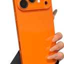 Caseative Solid Color with Crystal Camera Lens Protection Compatible with iPhone Case (Orange,iPhone 15 Pro Max)