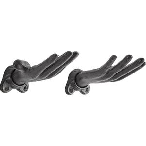 Danya B. "Palms Up Dark Brown Cast Iron Wall Mount Hook Set (Set of 2), Entryway Hooks or Unique Room Décor for Hanging Coats, Purses, Scarves, or Jewelry