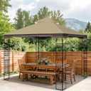 Replacement Gazebo Canopy, 10 x 12 FT Durable Outdoor Roof Cover Fits Regency II Patio Gazebo L-GZ798PST, A101004104, A101004105 (Khaki)