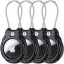 Gocii for Airtag Holder with Wire Cable(1st & 2nd Generation), 4 Pack Ultra-Durable Lockable Case for Apple AirTag, Waterproof Keychain Holder for Luggage, Keys, Backpacks, Cars, Bags, and Kids