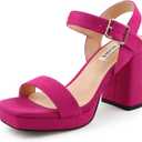 JOY IN LOVE Women's Chunky Platform High Heels Ankle Strap Block Heel Sandals, US 11