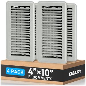 4 Pack Floor Vents Floor Registers 4x10 inch, Heavy Duty Floor Air Vent Covers for Home Floor SideWall, Rust Proof Finish Registers Grilles & Vents(Gray)