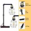 CONCA Steampunk Table lamp, E26 Base Rustic Edison Lighting, cage Shade Table lamp (A-Black+Bronze)