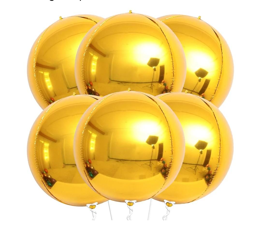 Large Gold Foil Balloons - Huge 22 Inch, Pack of 6 | Gold Mylar Balloons for Golden Party Decorations | Metallic Balloon for Birthday Party Decorations