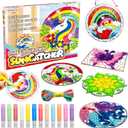 MakeBloom 5PCS Suncatcher Craft Kits for Kids with Pigments,DIY Window Art Stained Glass Painting Kit,Birthday Gift,Classroom Craft Supplies for Ages 3+(Rainbow,Dolphin,Mandala,Mermaid,Unicorn)