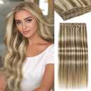 LADY MIRANDA 20 Inch Micro Beads Hair Extensions 100g 8PCS Double Weft Human Hair Extensions Reusable Seamless Weft & Handmade Wefts for Effortless Volume(9A/60, 20 Inch)