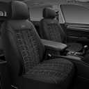 Skechers Slip-Ins Seat Covers, Memory Foam 3D Tyre Embossed Leather Car Seat Covers Front Seats Airbag Compatible, Universal Automotive Comfort for Most Cars, Vans, Trucks, SUV, Black