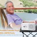 Gelielim Portable Cassette Player with AM/FM Radio, Casette Tape Player Recorder with Headphone Jack, Cassette Boombox for Home and Travel, Elderly Gift, Audio to Cassette Converter AC/Battery Power