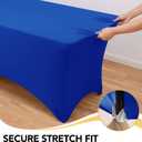 6-Pack Premium Royal Blue Spandex Tablecloths for 4ft Rectangle Tables, Stain & Wrinkle-Resistant, Washable Stretch Polyester Fitted Table Cover for Weddings, Banquets, Trade Shows Events