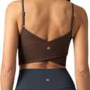 Colorfulkoala Women's Dreamlux Crop Tank Tops with Built in Bra Adjustable Spaghetti Strap Workout Yoga Camisole (Medium, Cocoa)