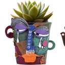 Mini Abstract Face Planter  Small Picasso-Inspired Resin Planter for Succulents, Cacti & Small Plants, Whimsical Decorative Head Planter for Indoor & Outdoor Garden (Set of 3 Small Planters)