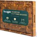 Yes4All Durable Acacia Cutting Boards for Kitchen, [17''Lx13''Wx1.5 Thick] Medium End Grain Cutting Board, Pre Oiled Wood Cutting Boards, Thick Chopping Board w/Juice Grooves and Easy Grip Handle