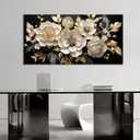 Trogonup Large Gold and Black Flower Wall Art for Bedroom Botanical Picture Modern Artwork for Living Room Office Teen Girls Room Kitchen 20L" x 40W"