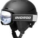 RIOROO Ski Helmet and Goggles Set, Snowboard Helmet Goggles for Men Women & Youth, Shockproof Snow Helmet Anti Fog OTG Snow Goggles for Skiing Snowboarding, Small