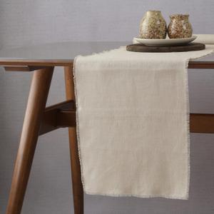 Linen Table Runner with Fringe- 14x48 Inch Natural, 100% Pure Linen Table Runner for Wedding, Party, Easter, Thanksgiving, Spring, Easter, Summer, Wedding Machine Washable, Handmade