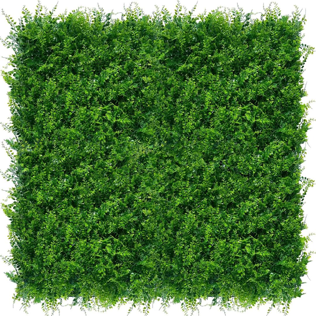 ODTORY Artificial Plants Hedge Wall Panels20x20 Inch 12P UV-Anti Greenery Boxwood Fence Privacy Screen, Faux Ivy Grass Wall with Fake Leaves for Indoor Outdoor Background Covering