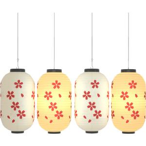 4 pc Unique Cherry Blossom Lantern Japanese Folding Lantern for Restaurant and Home Decor Round Supple Use Elegant