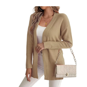Women's Long Sleeve Open Front Cardigan Casual Loose Lightweight Cardigans Fall Solid Color Cover Ups with Pockets, XXL