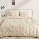Amazon Basics All-Season Down-Alternative 3-Piece Comforter Bedding Set, Soft Lightweight Microfiber, Pinch Pleat Design, King, Beige