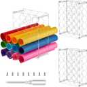 Tuanse 3 Pack Vinyl Roll Holder Rack 60 Holes Acrylic Craft Vinyl Storage Organizer High Capacity Lightweight Sturdy for Art Room Organization