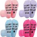 Coume 4 Pair Dogs Cat Horse Goat Lovers Gifts for Women Mom Fuzzy Socks for Women Novelty Valentines Gifts (One Size, Cat Style 2)