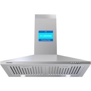Range Hood 30 inch, 450CFM Wall Mount Kitchen Hood in Stainless Steel, TRUE-COLOR 5500K LEDs, Baffle Filters, Ducted/Ductless Convertible (Charcoal Included)