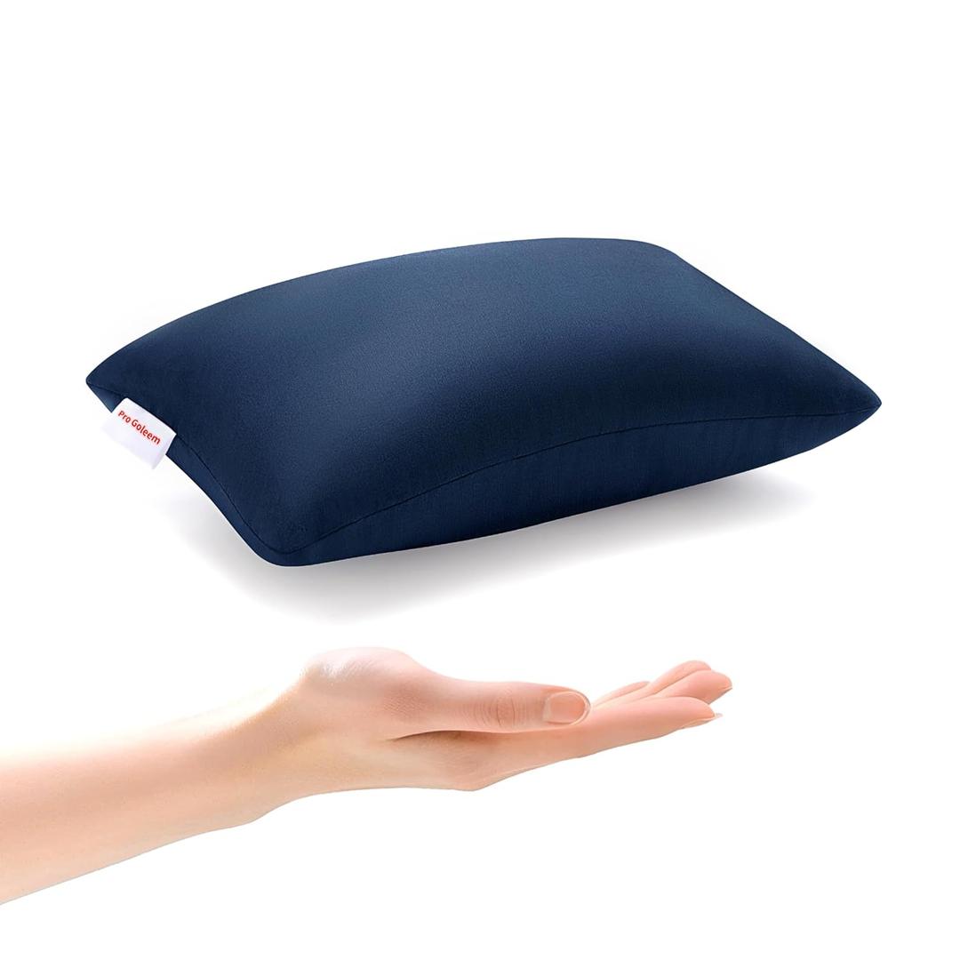 Pro Goleem Small Pillow 11"x7"x2.5" for Travel and Camping with Name Tag Mini Tiny Pillow for Room Couch Sofa Chair and Outdoor Car Air Nap Neck Lumbar Knee Rest Pillows, Navy Blue