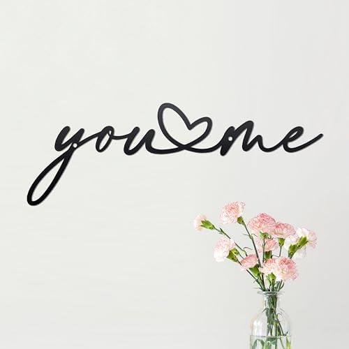 You and Me Sign Metal Wall Decor Love Heart Shaped Decor You and Me Metal Wall Decor Hanging for Living Room Bedroom House Decoration for Housewarming Wedding Anniversary Valentine Gift